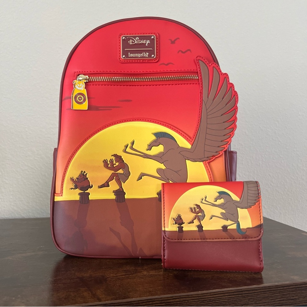 Loungefly Disney Hercules 25th Anniversary Sunset Mini Backpack and Wallet Set